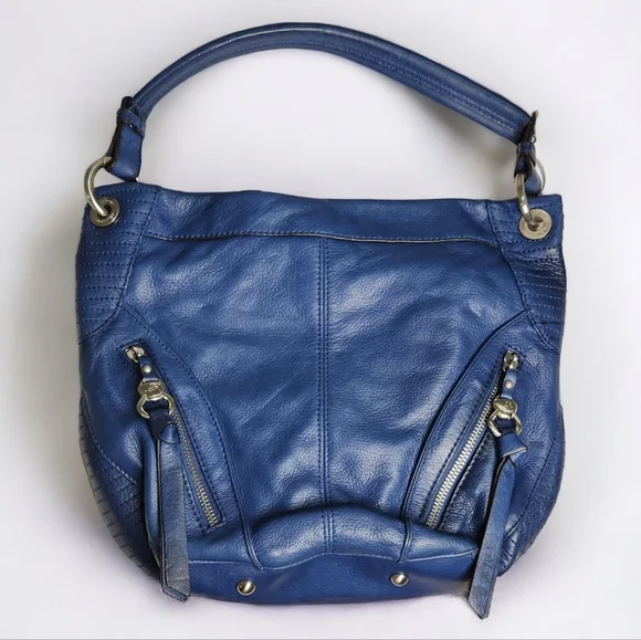 B. Makowsky Blue Soft Genuine Leather Shoulder Bag - Picture 3 of 17